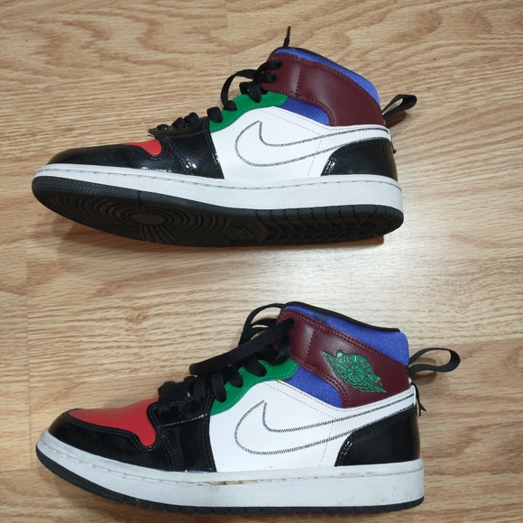 Size 8- Jordan 1 Mid SE Black/Multicolor/White 2020 Excellent Condition - Picture 5 of 12